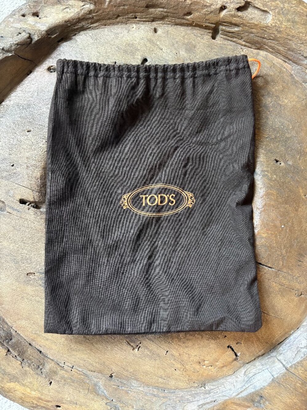 Tod's brown dust bag orange logo drawstring 12 x 15 inches